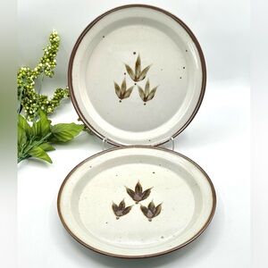 2 Dansk Brown-Trim Whisper Dinner Plates. 80s Vintage